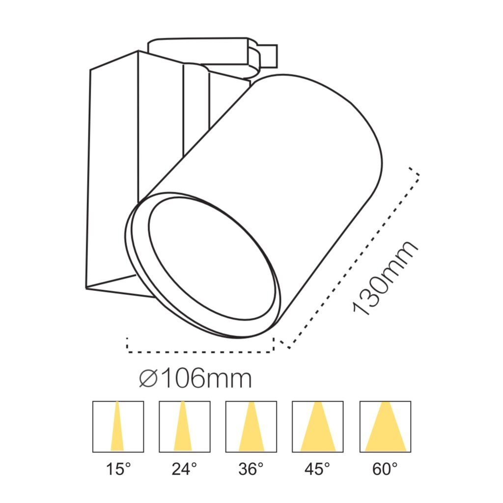 Rectangular Driver spotlight design beam angle