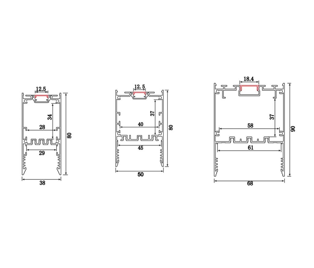 Up & Down Emitting Linear Light body size