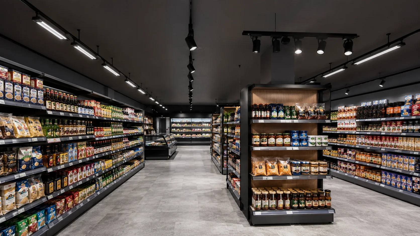 Dual-panel and spotlight retail lighting