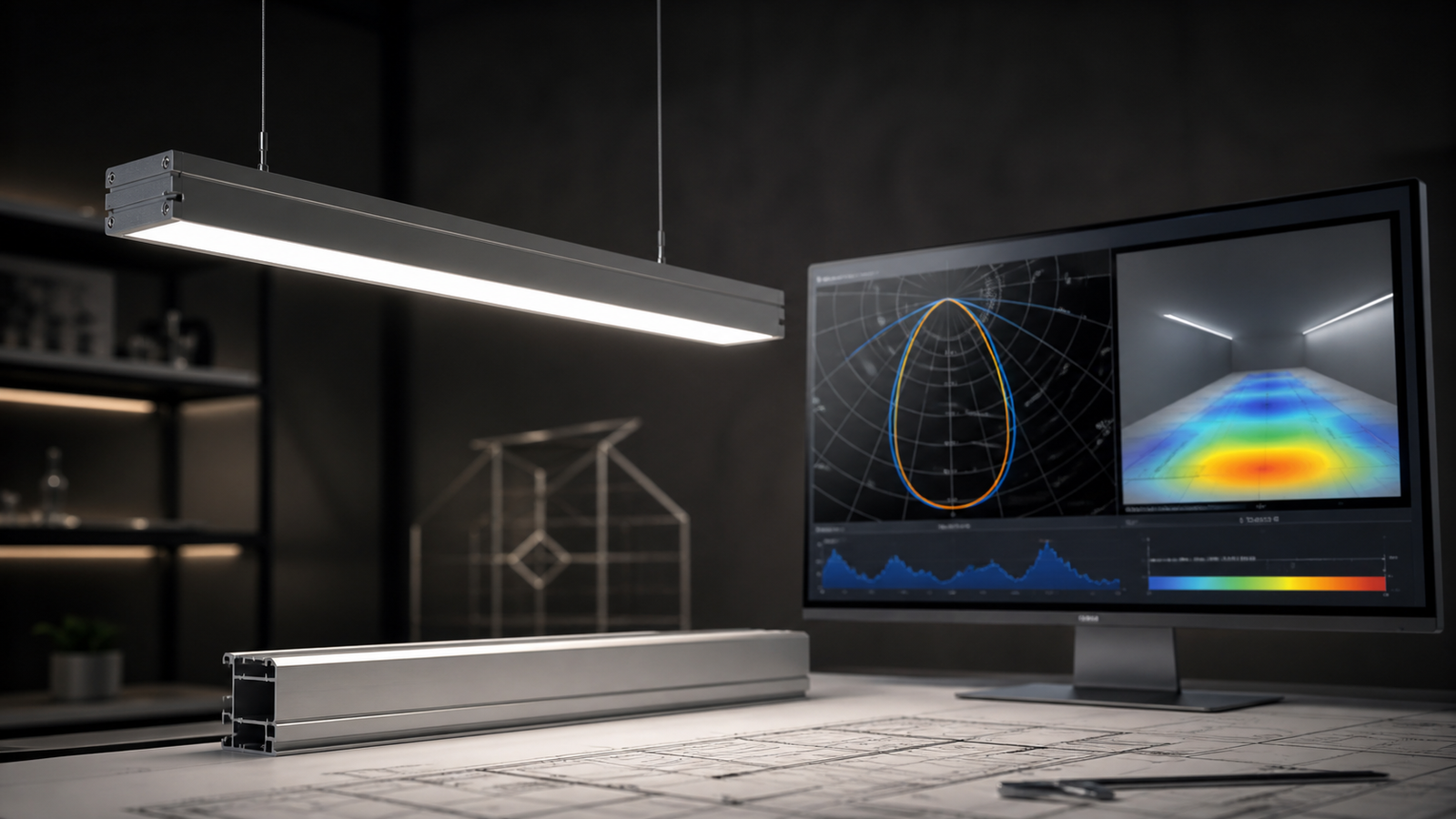 Photometric light distribution analysis for an LED linear luminaire