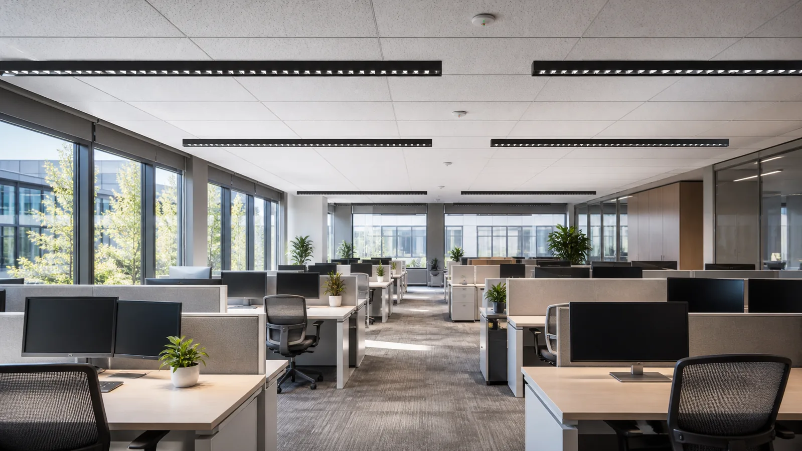 LED linear lights for office workstations with comfortable illumination