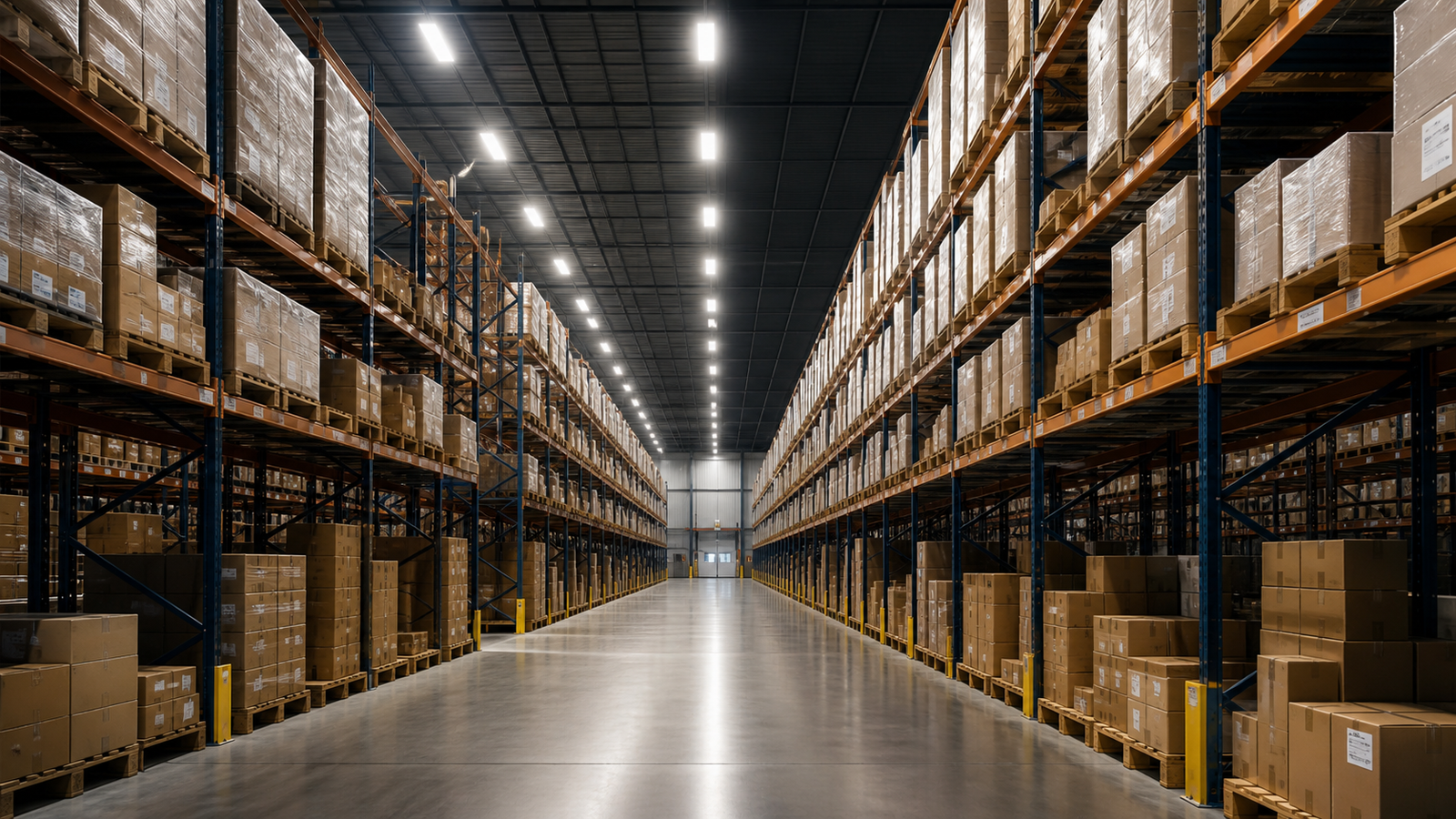 Warehouse aisle lighting comparison between wide beam and aisle optic