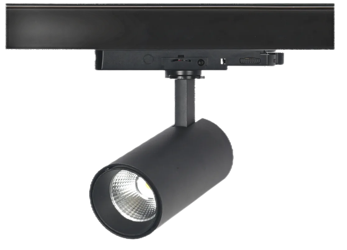 Black cylindrical COB LED track spotlight