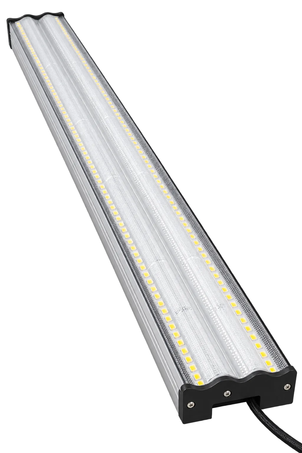 Silver twin-row LED linear light with prismatic optical lens